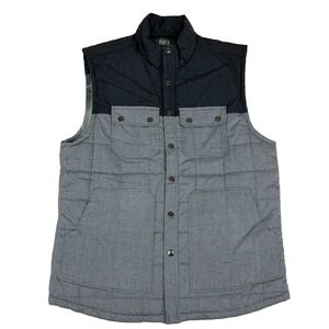 BKE Men's Puffer Colorblock Vest Sz Large L Gray Black Quilted The Buckle EUC
